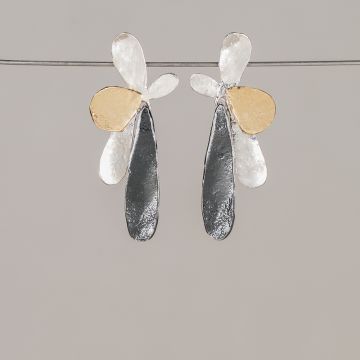 Oorsteker Trio zilver Splash