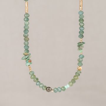Collier LIMITED groene Kyaniet + Goldfilled