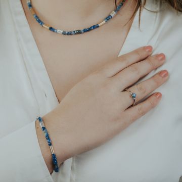 Ring Silber + 9 Karat + Kyanit Rose