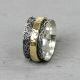 Ring zilver met goldfilled modieus kant 