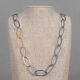 Halskette Navette Silber Oxy + vergoldet 65 cm