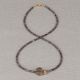 Halskette Duo Edelsteine Silber Obsidian + Rauchquarz Goldfilled